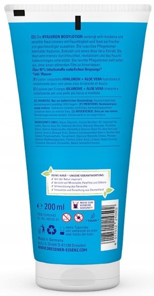 DRESDNER ESSENZ BALSAM DO CIAŁA UNISEX KWAS HIALURONOWY ALOES NAWILŻAJĄCY